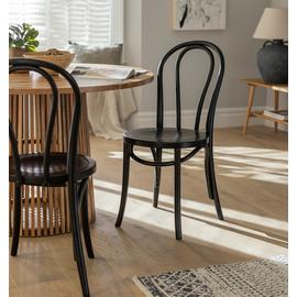 Habitat Larsa Pair of Solid Wood Dining Chairs - Black