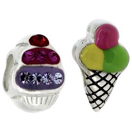 Miss Glitter S.Silver Kids Ice Cream and Cupcake Charms - 2.