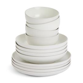 Habitat 12 Piece Stoneware Dinner Set - Matte White