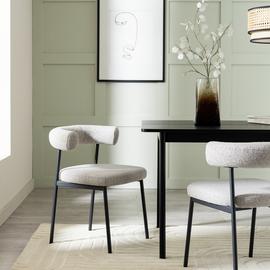 Habitat Oakie Pair of Fabric Dining Chair - Grey