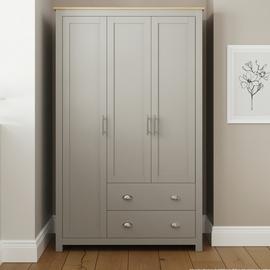 GFW Lancaster 3 Door 2 Drawer Wardrobe - Grey Oak