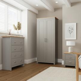 GFW Lancaster 3 Piece 2 Door Wardrobe Set - Grey & Oak