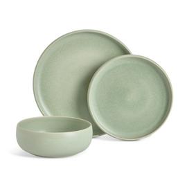 Habitat 12 Piece Reactive Stoneware Dinner Set - Green
