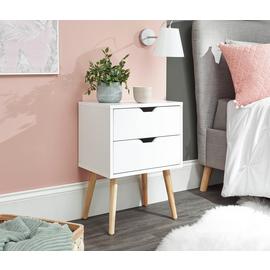 GFW Nyborg 2 Drawer Bedside Table - White