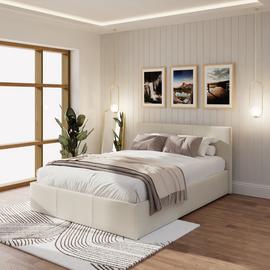 GFW End Lift Kingsize Ottoman Bed with Mattress - Natural