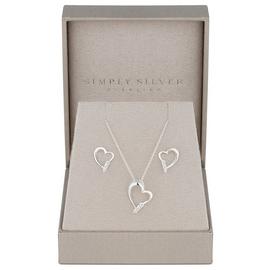 Simply Silver Sterling Silver 925 Heart Jewellery Set