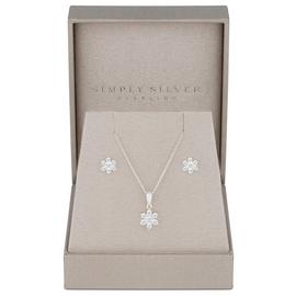 Simply Silver Sterling Silver 925 Flower Jewellery Set