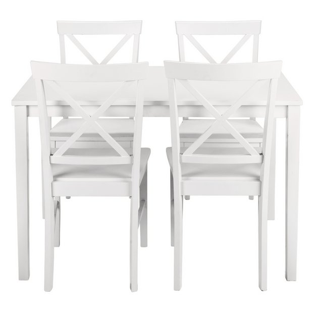 Buy HOME Jessie Dining Table and 4 Solid Wood Chairs White at Argos