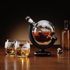 Menkind Globe Decanter With Glasses Set