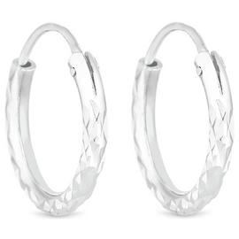 Simply Silver Sterling Silver Mini Diamond Cut Hoop Earrings