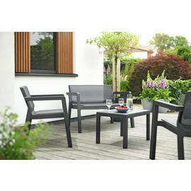 Keter Emily 4 Seater Plastic Garden Sofa Set - Dark Grey