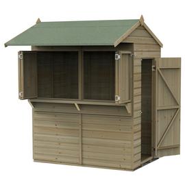 Forest Shiplap 2 Windows Reverse Apex Garden Bar-6x4ft