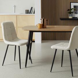 Argos Home Cobin Pair of Boucle Dining Chairs - White