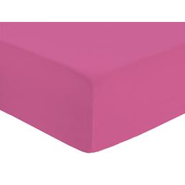 Habitat Polycotton Plain Cerise Fitted Sheet - King size