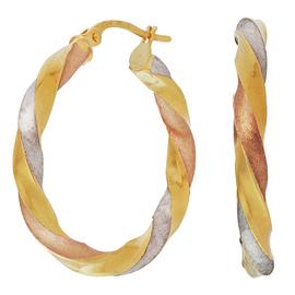 Revere 9ct Multi Coloured Gold Twist Creole Hoop Earrings