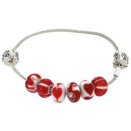 Miss Glitter Silver Made Up Red Bracelet with Stopper