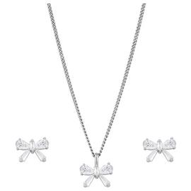 Jon Richard Rhodium Plated Bow Earrings and Pendant Gift Set