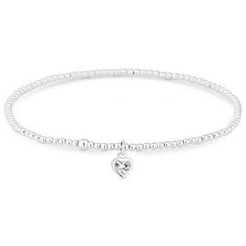 Simply Silver Sterling Silver 925 Heart Stretch Bracelet