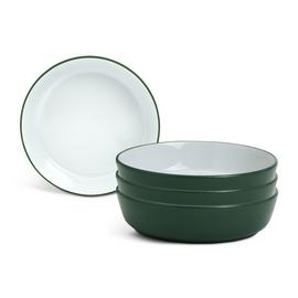 Habitat Two Tone 4 Piece Stoneware Pasta Bowls-Green & White