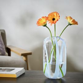 Habitat Art Glass Stripe Vase - Blue