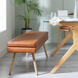 Habitat Lex Faux Leather Dining Bench - Tan