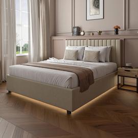 XR Living Maisie Double End Lift LED Ottoman Bed - Cream