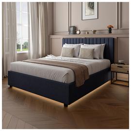 XR Living Maisie Double End Lift LED Ottoman Bed - Navy