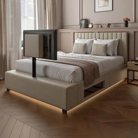 XR Living Maisie Double Side Lift TV Ottoman Bed - Cream