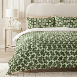 Habitat Geo Trellis Print Green Bedding Set - Single