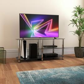 AVF SDC1140-5 Up to 55 Inch Glass TV Stand - Black & Chrome