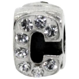 Miss Glitter S.Silver Kids Stone Set Alphabet Charm - C.