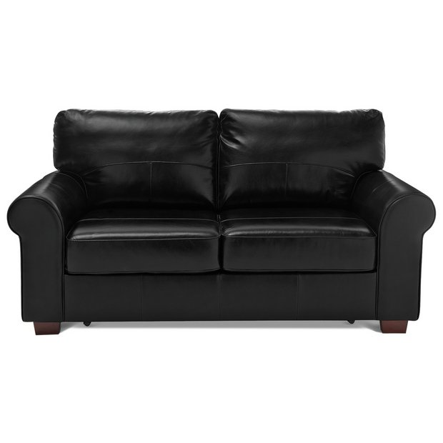 2 seater black on sale leather sofa bed