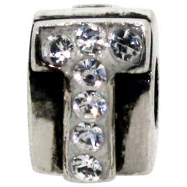Miss Glitter S.Silver Kids Stone Set Alphabet Charm - T.