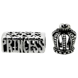 Miss Glitter Sterling Silver Kids Crown and Princess Charms.