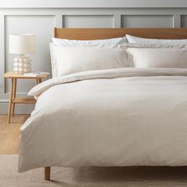 Habitat Cotton Oxford Edge Stripe Cream Bedding Set - King