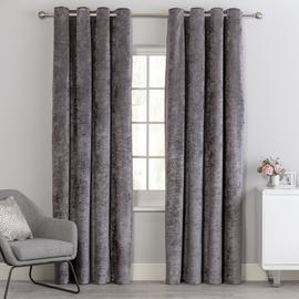 Argos Home Crushed Velvet Lined Eyelet Curtains