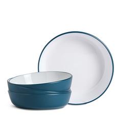 Habitat Two Tone 4 Piece Stoneware Pasta Bowls -Navy & White