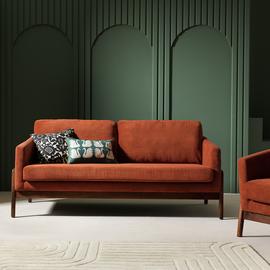 Habitat x Scion Esala Fabric 3 Seater Sofa - Brown