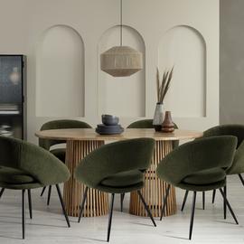 Habitat Jericho Light Wood Dining Table & 6 Green Chairs