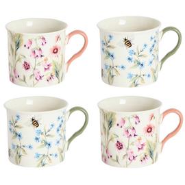 Argos Home Floral Set of 4 Palace Assort Mugs - Cream