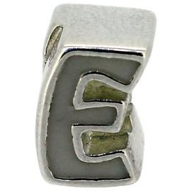 Miss Glitter Sterling Silver Kids Enamel Letter Charm - E.