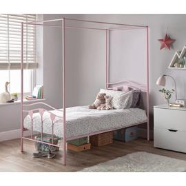 Argos Home Hearts Pink Single 4 Poster Bed & Kids Mattress