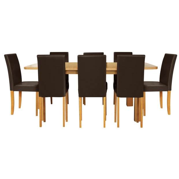 Buy HOME Heyford Ext Wood Effect Dining Table & 8 Chairs Choc at