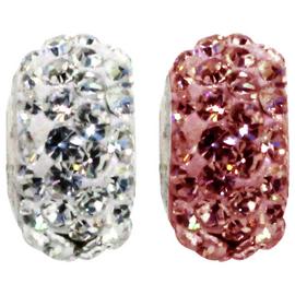 Miss Glitter S.Silver Kids Stone Set Pink/White Washer Beads