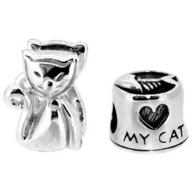 Miss Glitter Sterling Silver Cat Charms - Set of 2