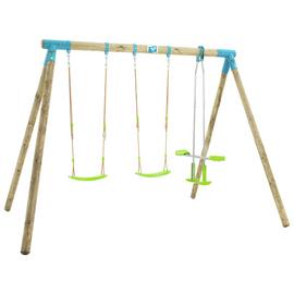 TP Wooden Triple Swing Set and Glider