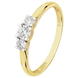 Revere 9ct Gold 0.33ct Diamond Trilogy Engagement Ring - U