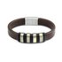 Revere Stainless Steel and Brown Leather Bracelet