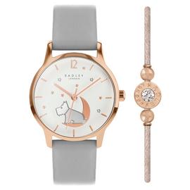 Radley Star Moon Grey Leather Strap Watch & Bracelet Set