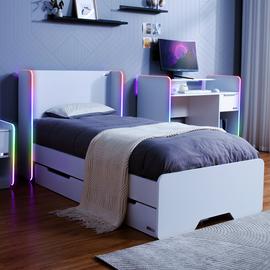 X Rocker Electra Single Gaming Storage Bed with LED - White